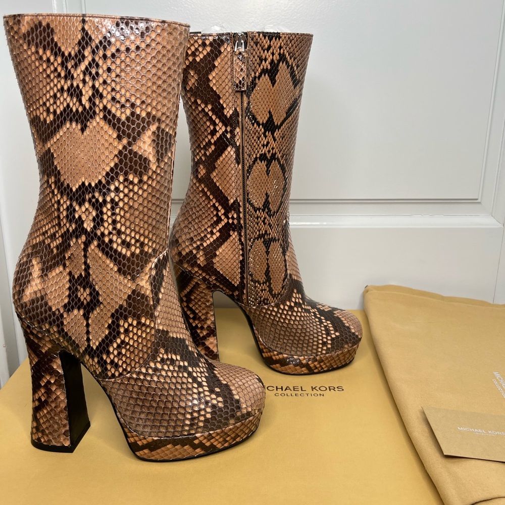 Emmy Runway Genuine Python Platform Boot 37-Michael Kors Collection